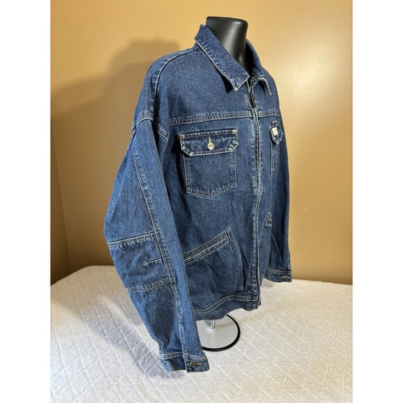 Vtg Rocawear Denim Jacket 2 Sided Embroidered Patch Logo Multiple Pockets 2XL - Picture 10 of 16